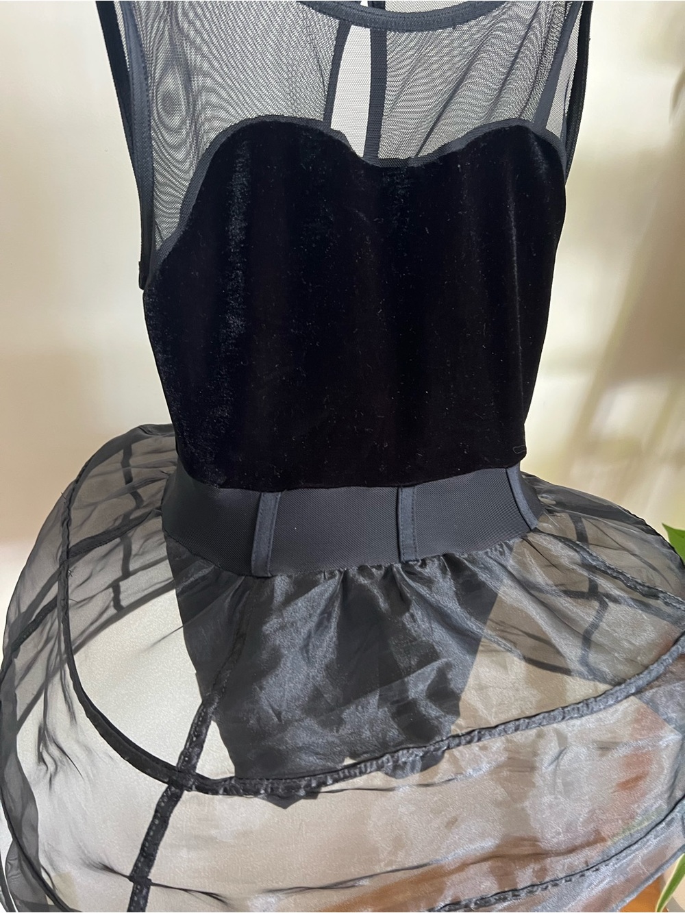 Weissman Black Sheer Mesh and Velvet Hoop Petticoat Slip , child dance costume - Picture 3 of 6